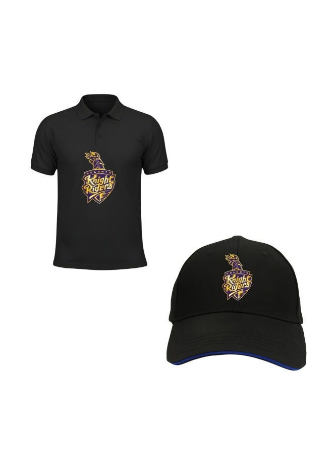 PRINTSHOP4ME Kolkata Cricket Men's Dry-Fit Polo Neck T-Shirt With Cap|Soft&Breathable Sportswear For Cricket Lovers|Tshirt |Suitable For Games - Image 2