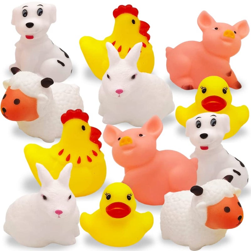 ArtCreativity Vinyl Farm Animals, Pack of 12 Assorted Squeezable Toys, Farm Birthday Party Favors for Kids, Fun Bath Tub and Pool Toys for Children, Educational Learning Aids for Boys and Girls - Image 1