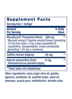 Life Extension Life Extension MacuGuard Ocular Support with Saffron & Astaxanthin - Eye Health Supplement for Healthy Vision - with lutein, zeaxanthin, meso-zeaxanthin - Gluten-free, Non-GMO - 60 softgels  - Image 2