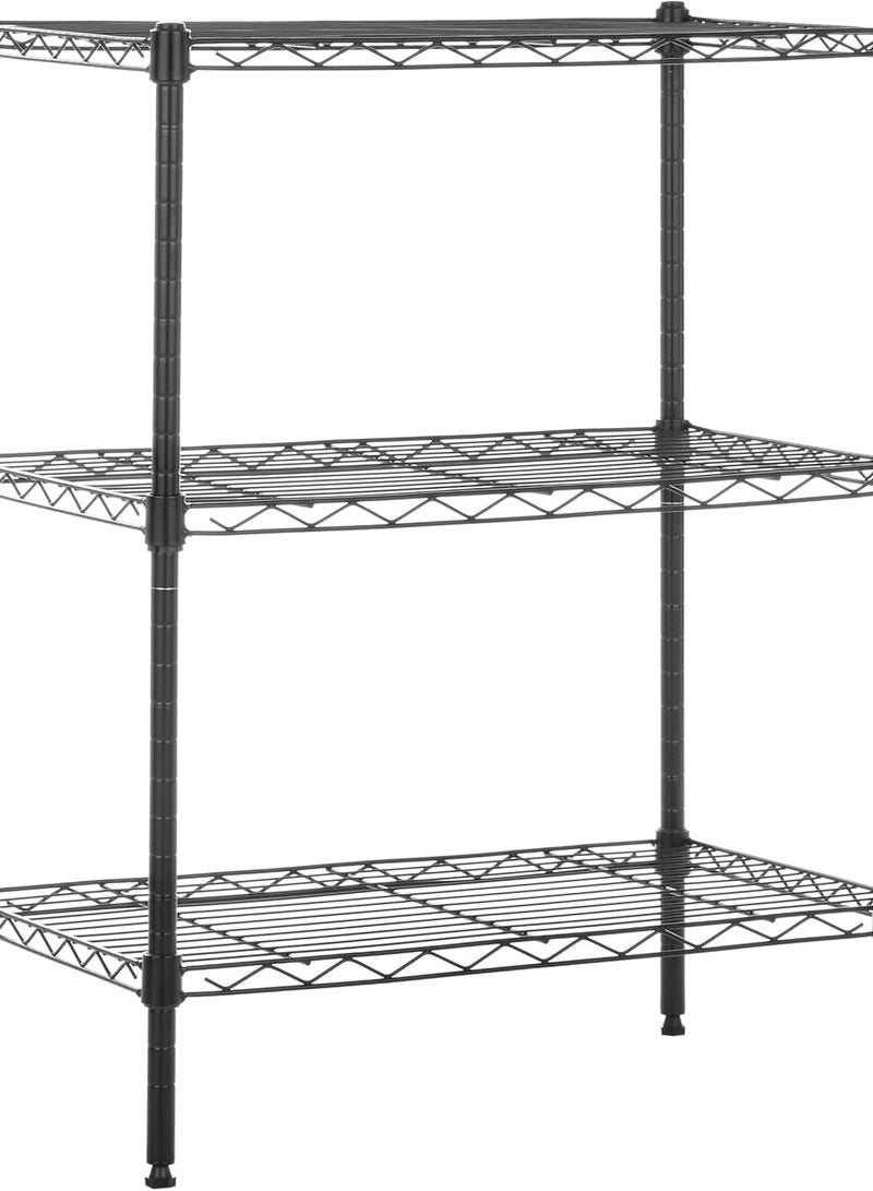 راكسوم وحدة تخزين ضيقة بثلاثة رفوف مع أرفف قابلة لتعديل الارتفاع وأقدام مستوية، أقصى وزن 340 كجم، لون أسود، أبعاد 34 سم عمق × 58.9 سم عرض × 76.2 سم ارتفاع - Image 1