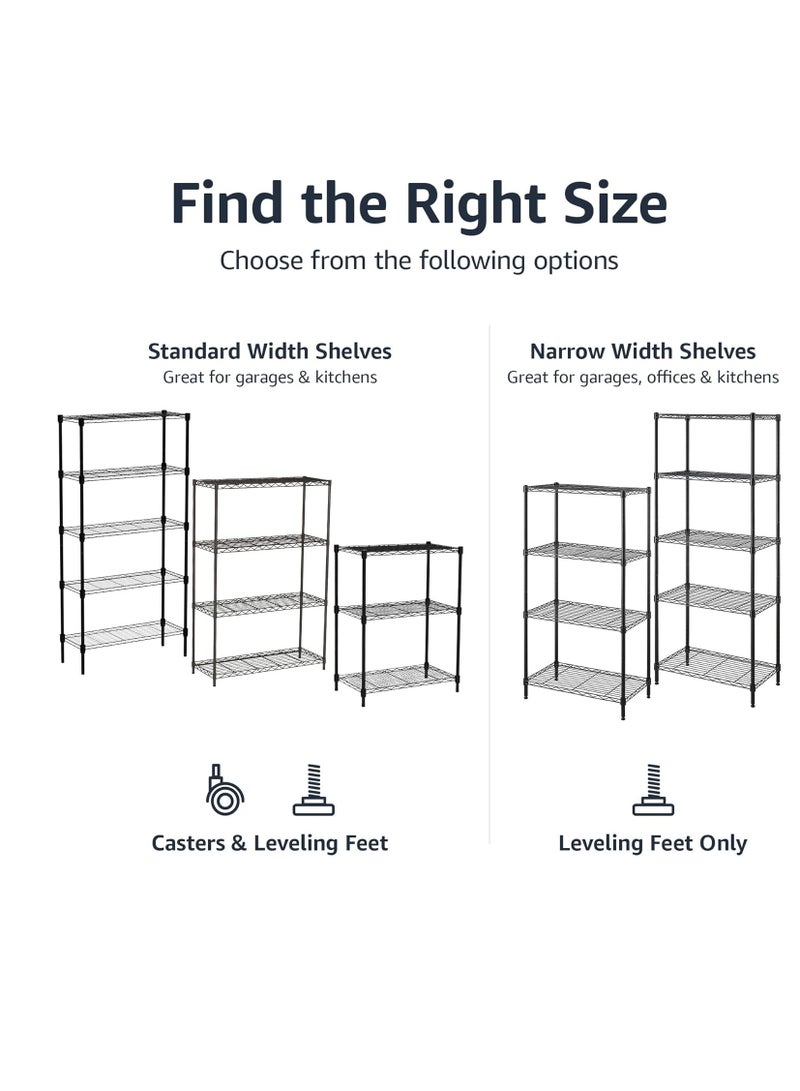 راكسوم وحدة تخزين ضيقة بثلاثة رفوف مع أرفف قابلة لتعديل الارتفاع وأقدام مستوية، أقصى وزن 340 كجم، لون أسود، أبعاد 34 سم عمق × 58.9 سم عرض × 76.2 سم ارتفاع - Image 5
