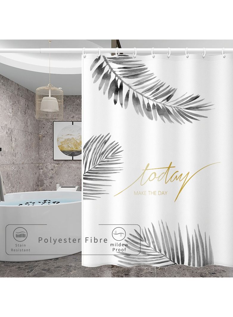 Mistyblue Thickened Premium Shower Curtain, MISTYBLUE Waterproof Fabric with Modern Design, Mildew Stain Resistant Shower Drape for Bathroom and Laundry Room, 12 Hooks Included, 180*180cm - Image 2