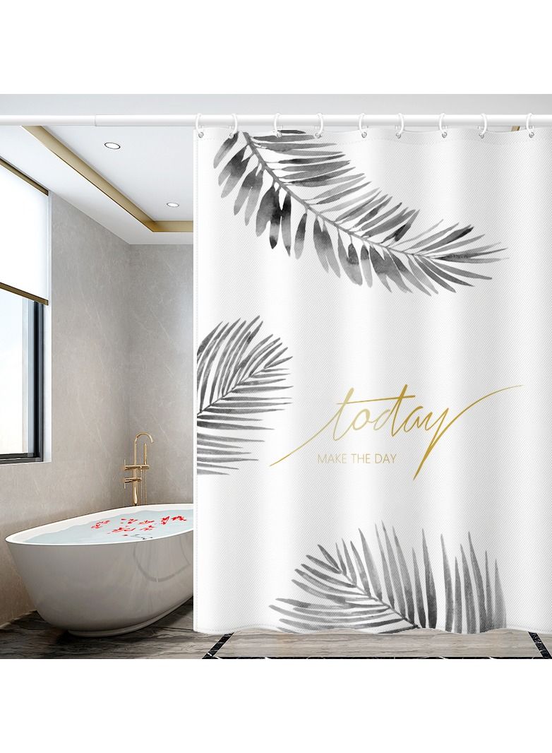 Mistyblue Thickened Premium Shower Curtain, MISTYBLUE Waterproof Fabric with Modern Design, Mildew Stain Resistant Shower Drape for Bathroom and Laundry Room, 12 Hooks Included, 180*180cm - Image 1