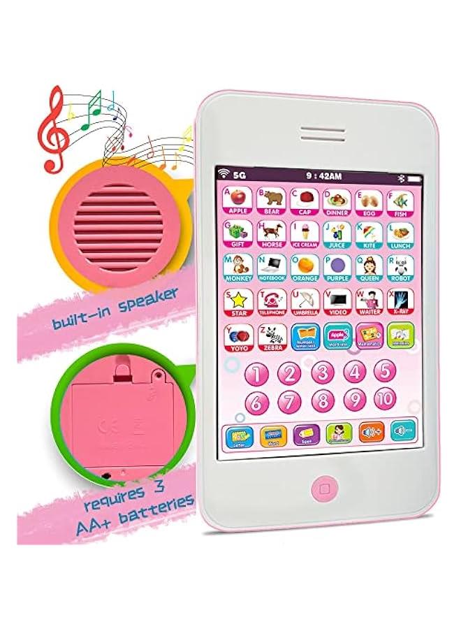 Baby Phone /Kids Tablet Learn Alphabets Words Numbers Music- ABC Learning for Toddlers Educational Toy for 3Years+ (Pink) - Image 3