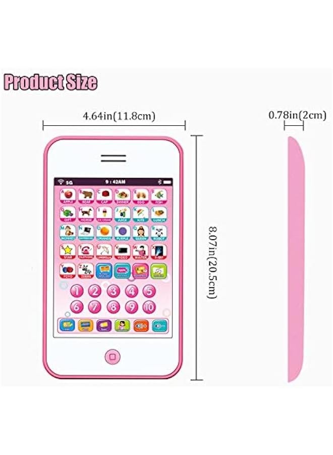 Baby Phone /Kids Tablet Learn Alphabets Words Numbers Music- ABC Learning for Toddlers Educational Toy for 3Years+ (Pink) - Image 4