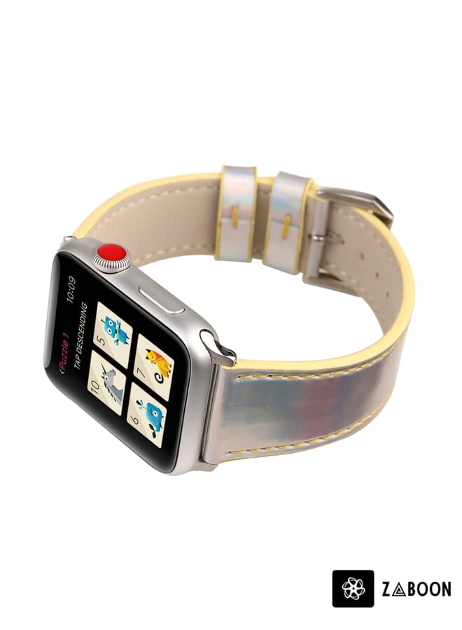 Zaboon Fashion Laser Series Genuine Leather Wrist  for Apple Watch Series 3 & 2 & 1 38mm(Yellow) - Image 5