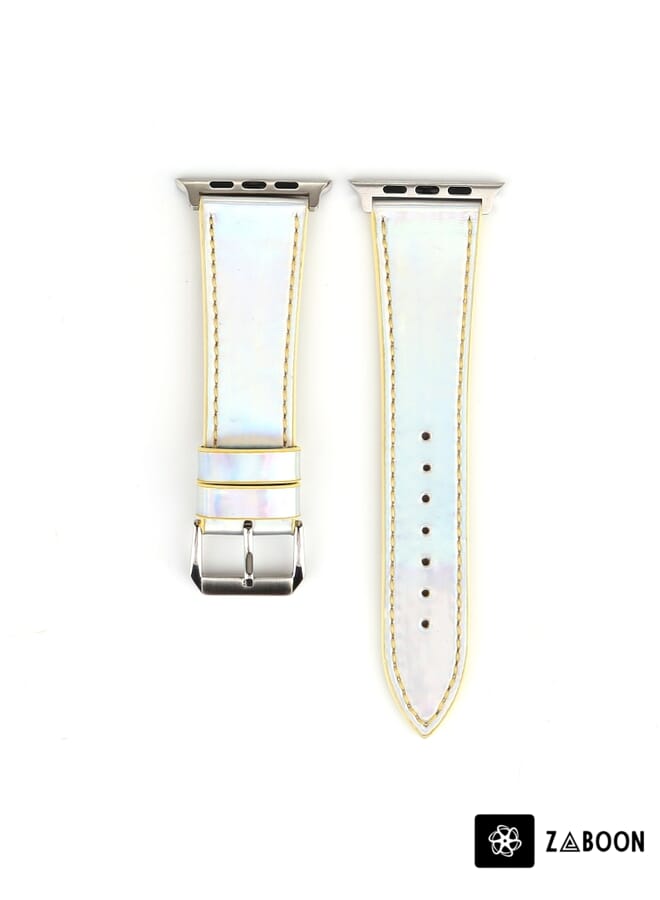 Zaboon Fashion Laser Series Genuine Leather Wrist  for Apple Watch Series 3 & 2 & 1 38mm(Yellow) - Image 2