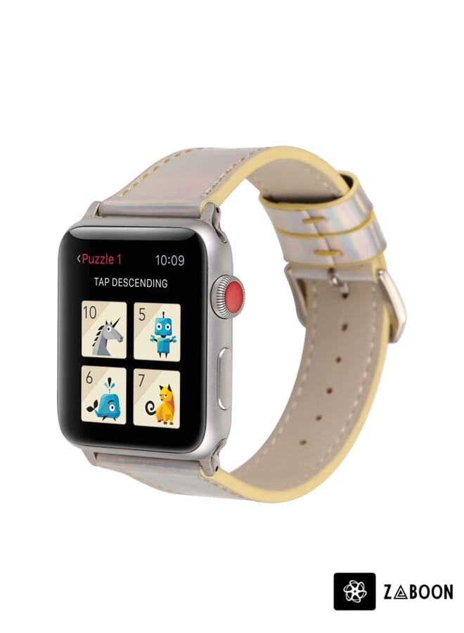 Zaboon Fashion Laser Series Genuine Leather Wrist  for Apple Watch Series 3 & 2 & 1 38mm(Yellow) - Image 4