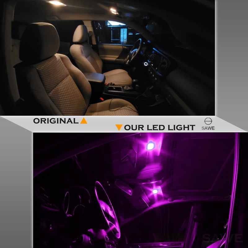 SAWE 168 194 2825 T10 W5W 5050 5-SMD LED License Plate Dome Map Lights Bulbs - Pack of 4 (Pink/Purple) - Image 5
