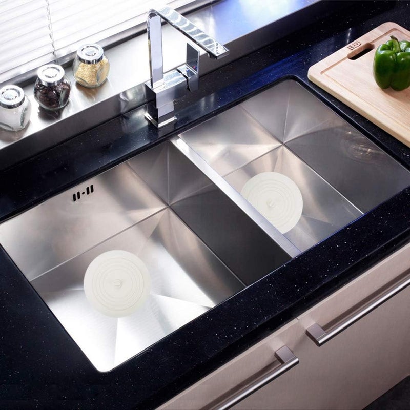 JZS 2 Pack Tub Stopper, 15.2CM x 15.2CM Large Silicone Drain Plug Hair Stopper Flat Suction Cover for Kitchen Bathroom and Laundry (White) - Image 2