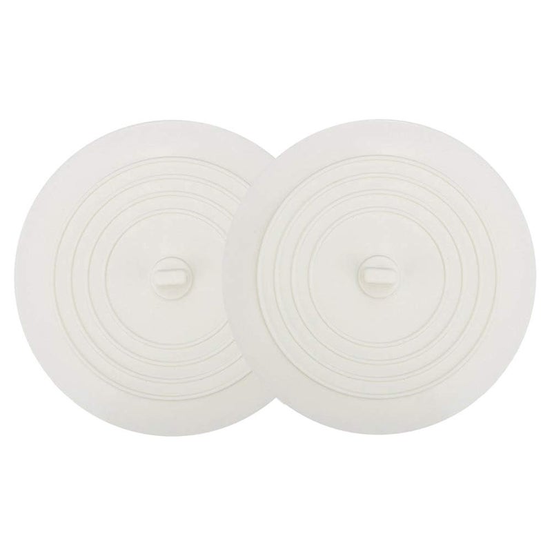 JZS 2 Pack Tub Stopper, 15.2CM x 15.2CM Large Silicone Drain Plug Hair Stopper Flat Suction Cover for Kitchen Bathroom and Laundry (White) - Image 1