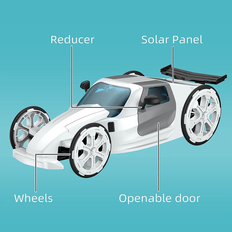 Solar Car Kit: 2 Power Modes - Safe Durable ABS Material STEM Educational Toy for Kids Aged 6-10, Teens, Boys & Girls - Image 5