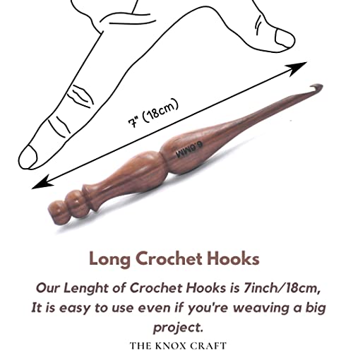 THE KNOX CRAFT Wooden Crochet Hook Set of 7 (4mm–10mm) – Ergonomic Soft Grip Handles, Smooth Wooden Yarn Hooks for Arthritic Hands – Beginner-Friendly Crochet Hooks Gift Set - Image 4