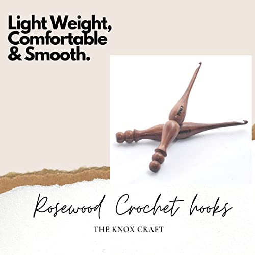 THE KNOX CRAFT Wooden Crochet Hook Set of 7 (4mm–10mm) – Ergonomic Soft Grip Handles, Smooth Wooden Yarn Hooks for Arthritic Hands – Beginner-Friendly Crochet Hooks Gift Set - Image 3