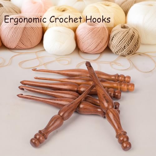 THE KNOX CRAFT Wooden Crochet Hook Set of 7 (4mm–10mm) – Ergonomic Soft Grip Handles, Smooth Wooden Yarn Hooks for Arthritic Hands – Beginner-Friendly Crochet Hooks Gift Set - Image 2