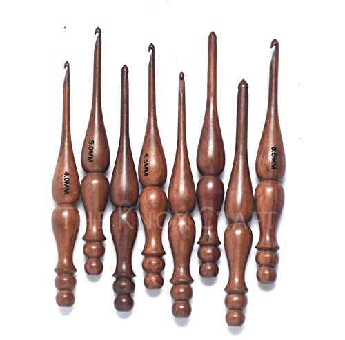 THE KNOX CRAFT Wooden Crochet Hook Set of 7 (4mm–10mm) – Ergonomic Soft Grip Handles, Smooth Wooden Yarn Hooks for Arthritic Hands – Beginner-Friendly Crochet Hooks Gift Set - Image 1