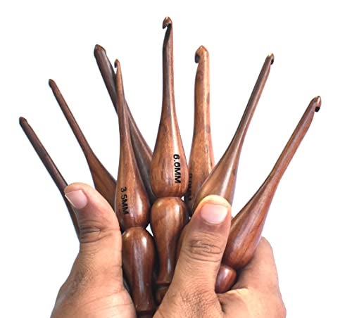 THE KNOX CRAFT Wooden Crochet Hook Set of 7 (4mm–10mm) – Ergonomic Soft Grip Handles, Smooth Wooden Yarn Hooks for Arthritic Hands – Beginner-Friendly Crochet Hooks Gift Set - Image 5