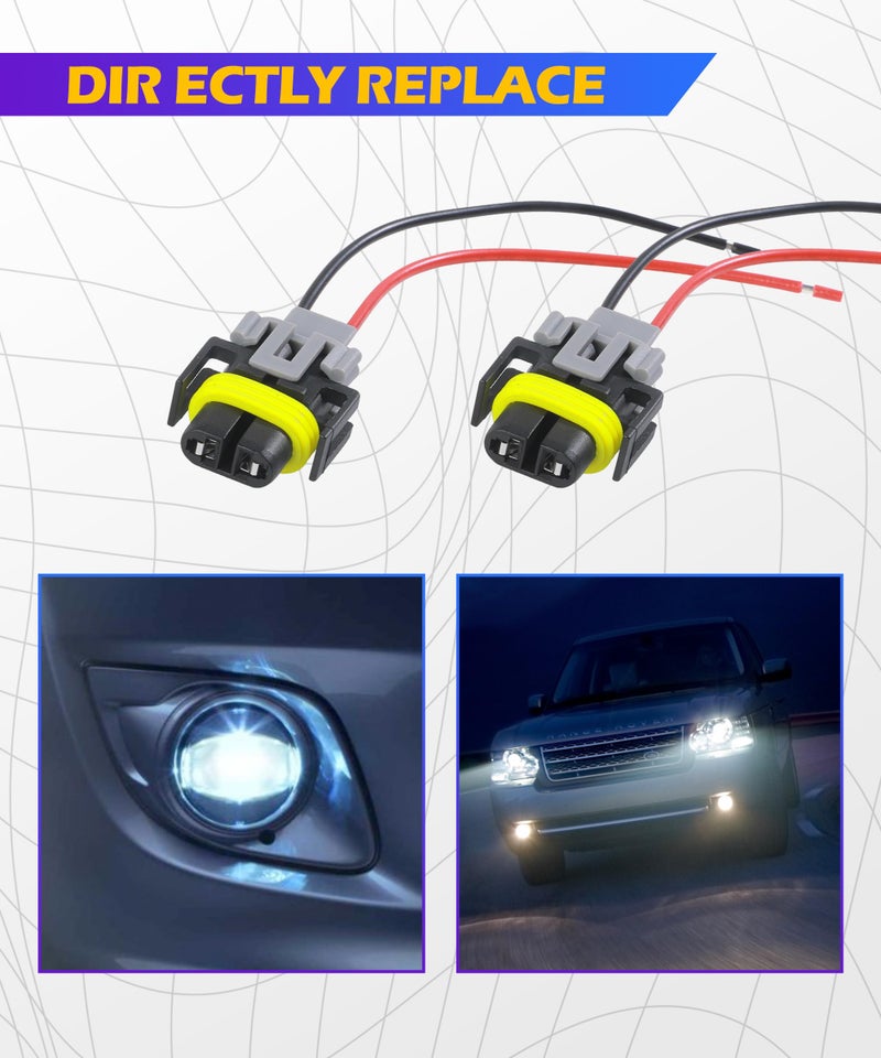 SCUARI Car Fog Light Wiring Harness Kit,Car Accessories,H8/ H9/ H11 Fog Light Harness Connector,Waterproof Pigtail Adapter Plug,Used to Stabilize The Headlight to Turn Fog Lights (2PCS) - Image 5