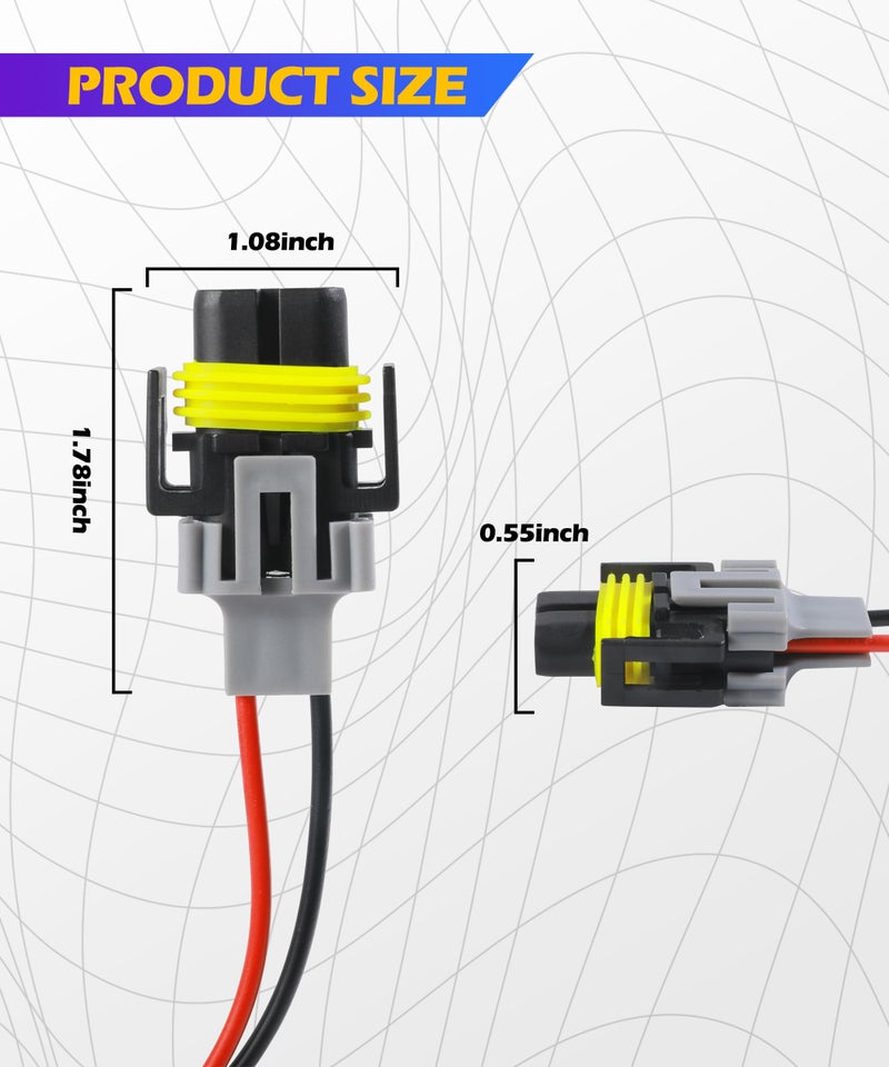 SCUARI Car Fog Light Wiring Harness Kit,Car Accessories,H8/ H9/ H11 Fog Light Harness Connector,Waterproof Pigtail Adapter Plug,Used to Stabilize The Headlight to Turn Fog Lights (2PCS) - Image 2