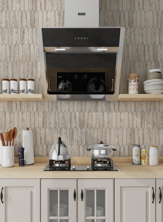 KASARO Peel and Stick Backsplash Long Hexagon Wall Tile, 10-Pieces PVC Self Adhesive Mosaic Tiles, Marble Beige Slate with Vintage Gold Stripes Decorative for Kitchen, Bathroom and Fireplace - Image 4