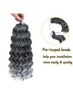 LOSMOEER 8 Packs Ocean Wave Crochet Hair Water Wave Crochet Hair For Women 14 Inch Short Curly Crochet Hair Beach Curl Deep Twist Crochet Braids Synthetic Braiding Hair Extensions (14 Inch T1B/Gray)  - Image 4