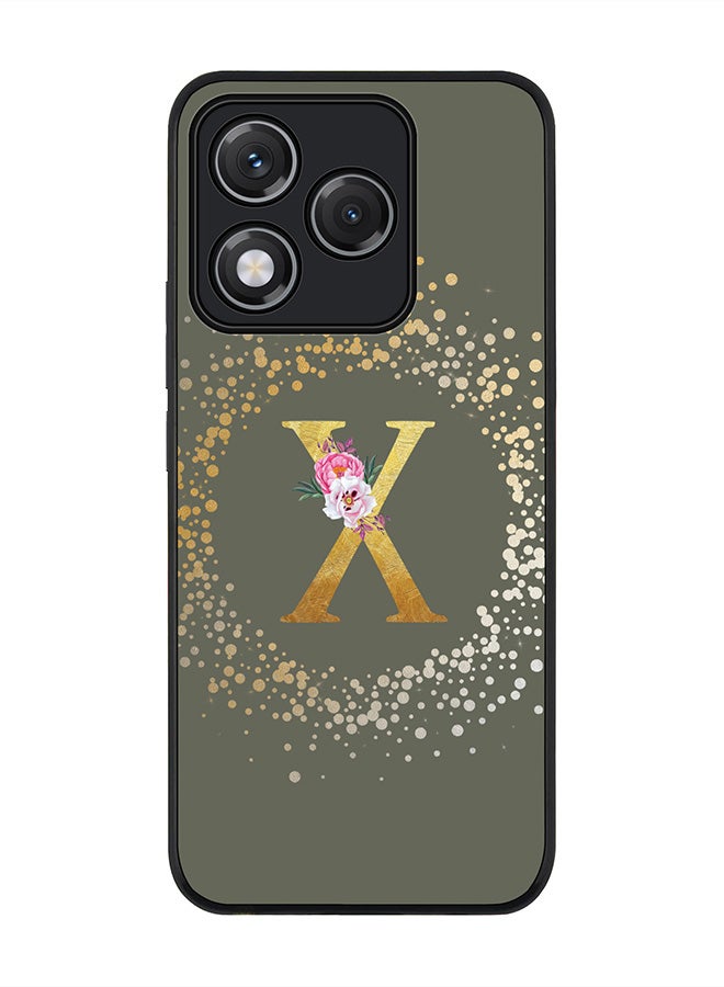 Stylizedd For Honor 400 Lite Case,Slim fit Camera Protection, Shockproof Thin Phone cover  - Custom Monogram Floral - X  (Olive Green )