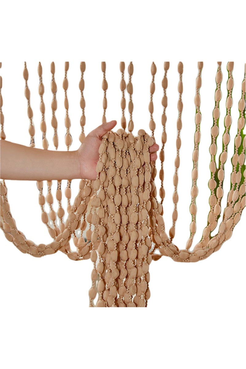 ستائر خرزية بلون بني محمر للأبواب، ستائر مزينة بشرابات متقاطعة الحواف، ستائر نوافذ للفنادق وقاعات الأفراح