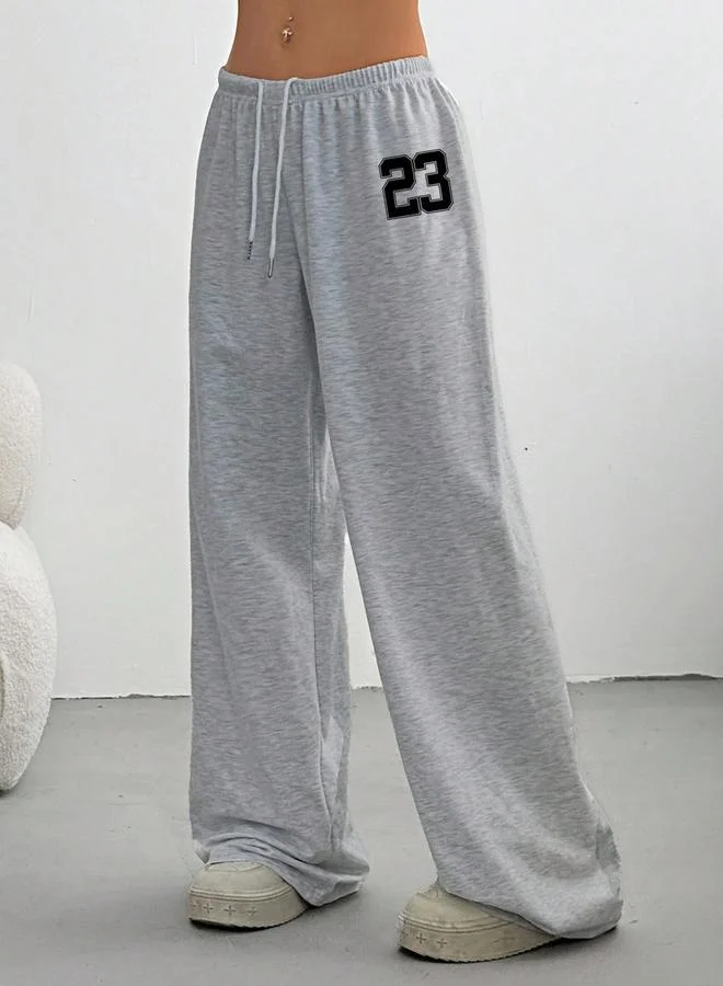 Take Two  Grey Wide leg Joggers with Drawstring for Women | Best Price UAE