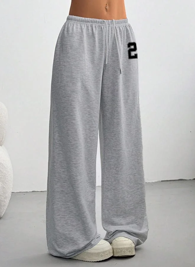Take Two  Grey Wide leg Joggers with Drawstring for Women | Best Price UAE
