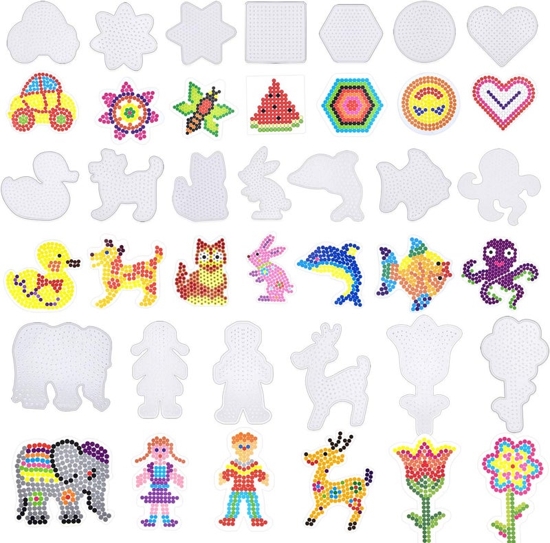Coopay 20 Pieces Fuse Beads Pegboards Clear Plastic Template Beads Boards Different Shapes with 20 Pieces Colorful Cards for Kids Craft Supplies - Image 1
