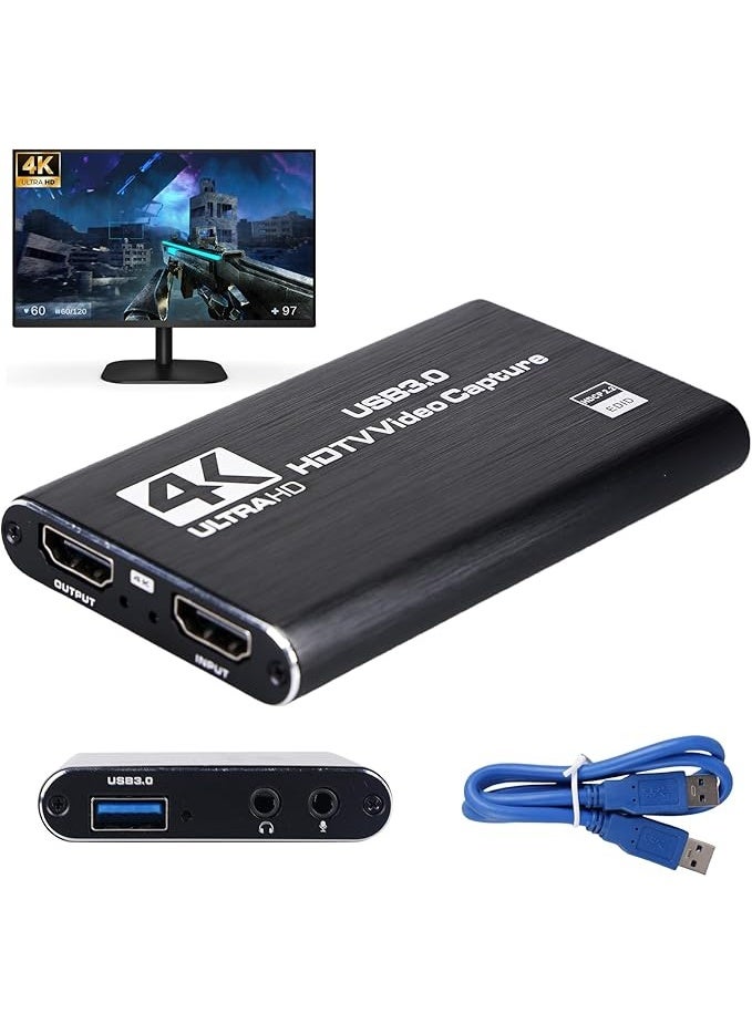 كارت التقاط فيديو HDMI USB 3.0 4K مع Loop-Out | تسجيل 1080P 60FPS للبث والألعاب متوافق مع OBS وأجهزة الألعاب - Image 1