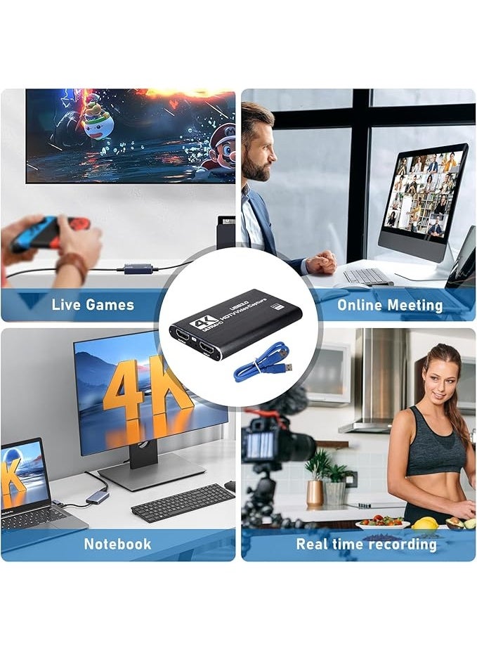 كارت التقاط فيديو HDMI USB 3.0 4K مع Loop-Out | تسجيل 1080P 60FPS للبث والألعاب متوافق مع OBS وأجهزة الألعاب - Image 2