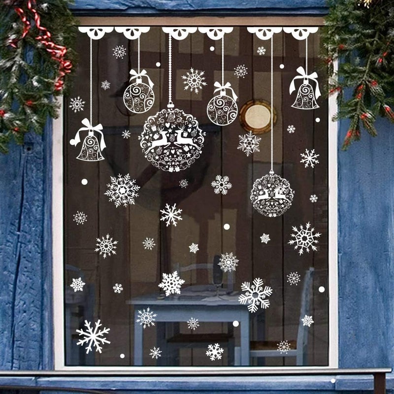 OCATO 275 Pcs Christmas Window Clings Static Snowflakes Window Clings Decals Stickers Christmas Window Decorations Indoor Merry Christmas Winter Wonderland Decorations Ornaments Party Supplies - Image 5