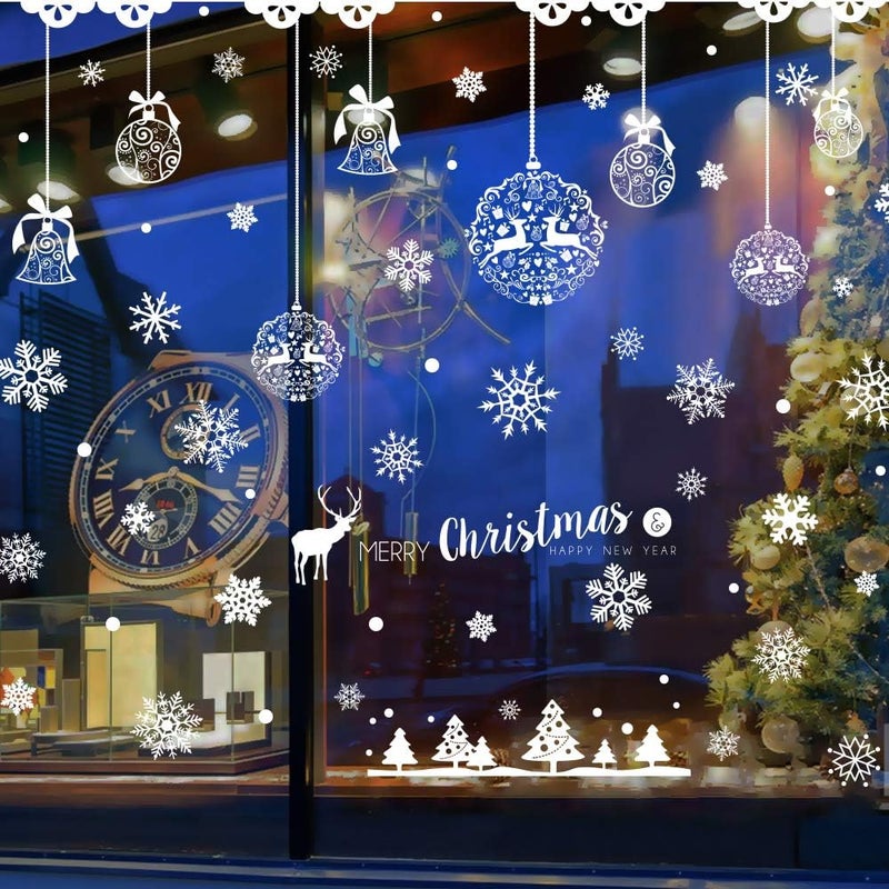 OCATO 275 Pcs Christmas Window Clings Static Snowflakes Window Clings Decals Stickers Christmas Window Decorations Indoor Merry Christmas Winter Wonderland Decorations Ornaments Party Supplies - Image 4