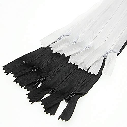 Leekayer 24" Invisible Sewing Zippers,Zipper for DIY Tailor Sewing Craft 10 PCS/Pack (Black&White,24 inch) Leekayer - Image 1