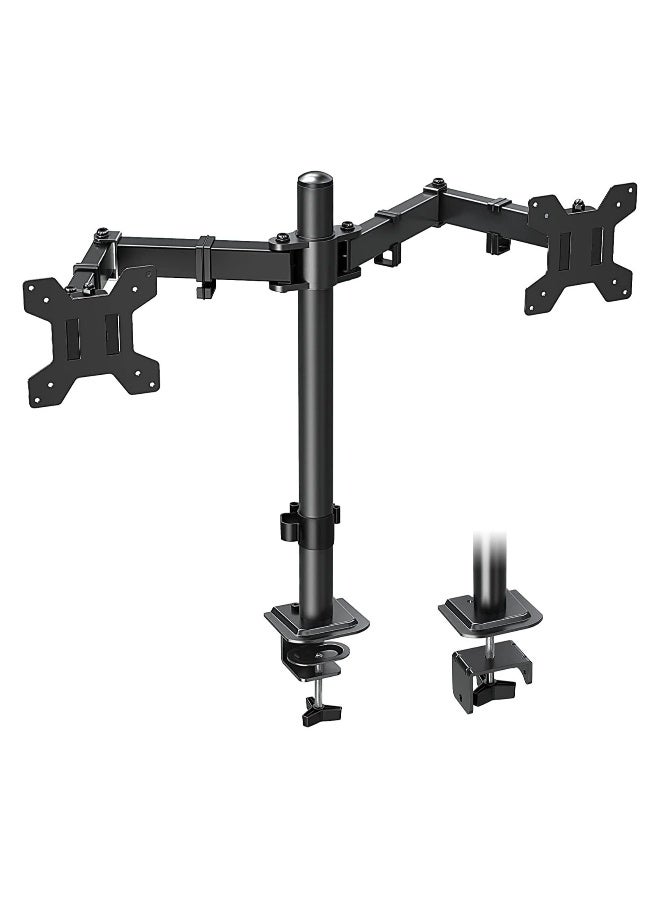 13-32" Dual Monitor Stand Mount, Heavy-Duty Fully Adjustable Desk Clamp Arms for Computer Screens, Loads up to 17.6lbs per arm w/Swivel and Tilt, 75/100mm VESA, Black (A) - Image 2