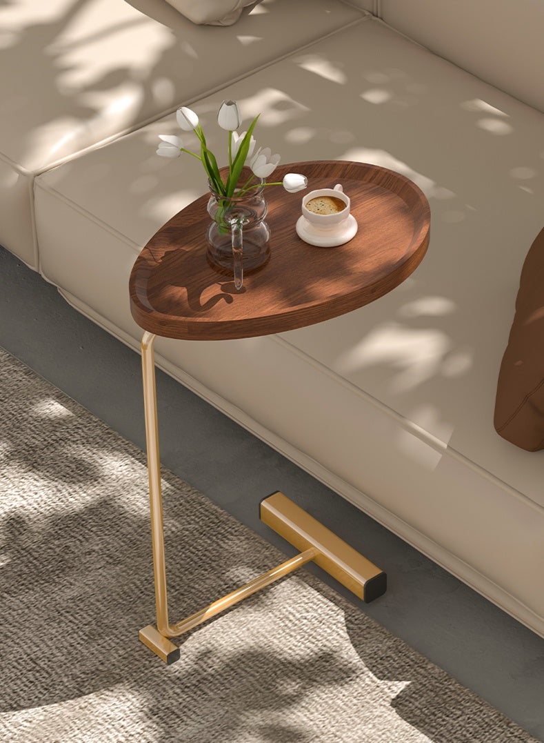 طاولة جانبية صغيرة، طاولة نهائية على شكل 23 بوصة للأريكة والسرير، طاولة صينية تلفزيون بإطار معدني للأريكة وغرفة المعيشة وغرفة النوم - Image 2