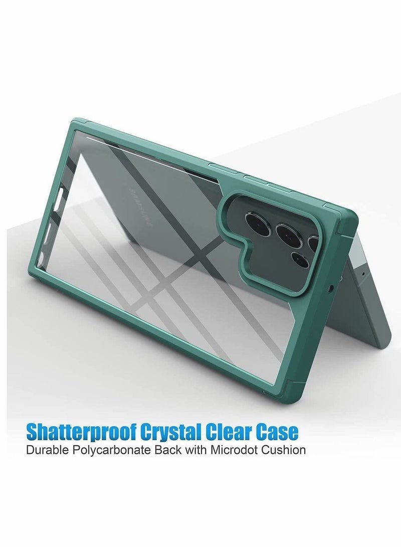 Y&D Designed for Samsung S22 Ultra Case,Excefore Clear Translucent Hard Back with Soft Bumper Edge Slim Protective Thin Phone Cover Compatible Galaxy 5G Case Green - Image 4