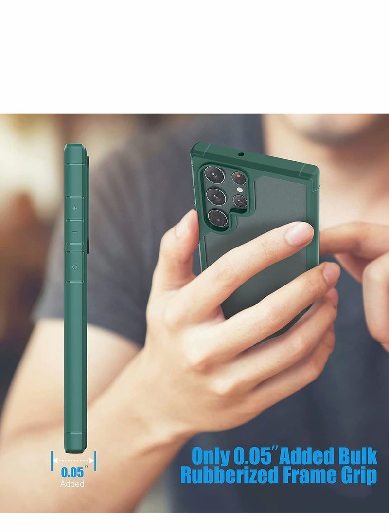 Y&D Designed for Samsung S22 Ultra Case,Excefore Clear Translucent Hard Back with Soft Bumper Edge Slim Protective Thin Phone Cover Compatible Galaxy 5G Case Green - Image 3