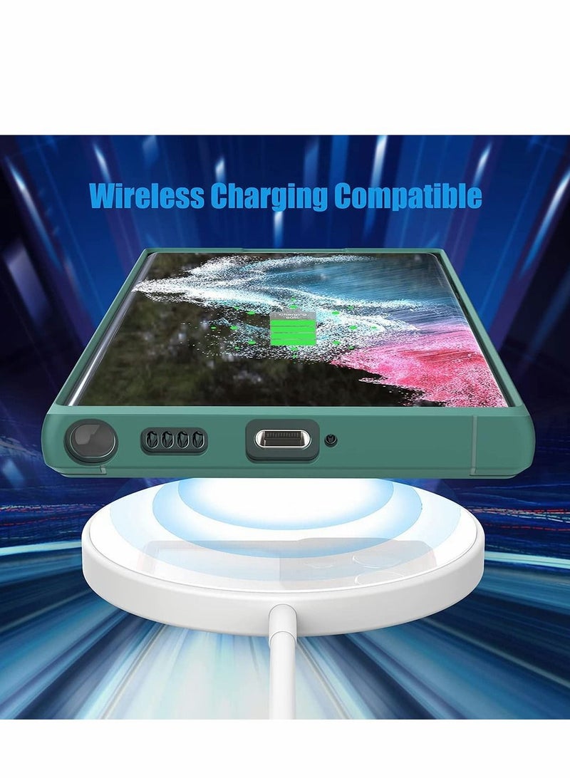 Y&D Designed for Samsung S22 Ultra Case,Excefore Clear Translucent Hard Back with Soft Bumper Edge Slim Protective Thin Phone Cover Compatible Galaxy 5G Case Green - Image 5