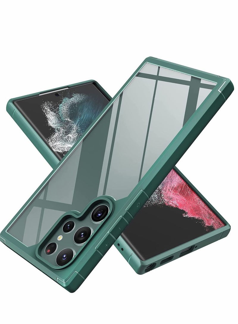 Y&D Designed for Samsung S22 Ultra Case,Excefore Clear Translucent Hard Back with Soft Bumper Edge Slim Protective Thin Phone Cover Compatible Galaxy 5G Case Green - Image 1