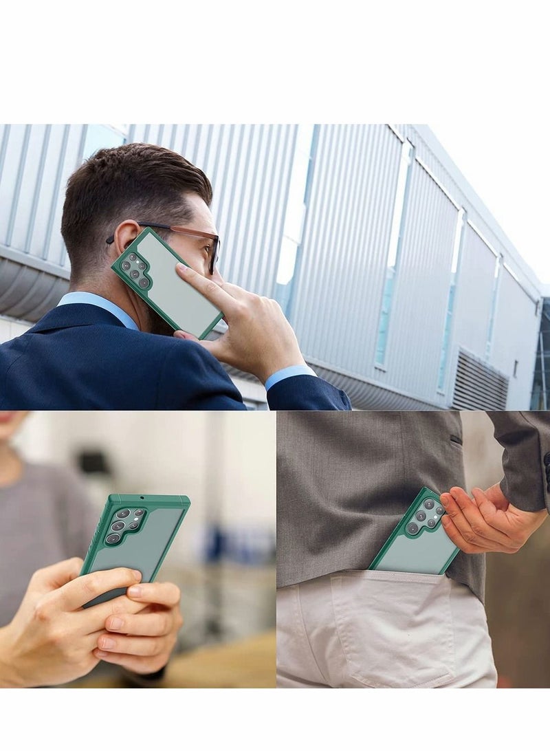 Y&D Designed for Samsung S22 Ultra Case,Excefore Clear Translucent Hard Back with Soft Bumper Edge Slim Protective Thin Phone Cover Compatible Galaxy 5G Case Green - Image 2