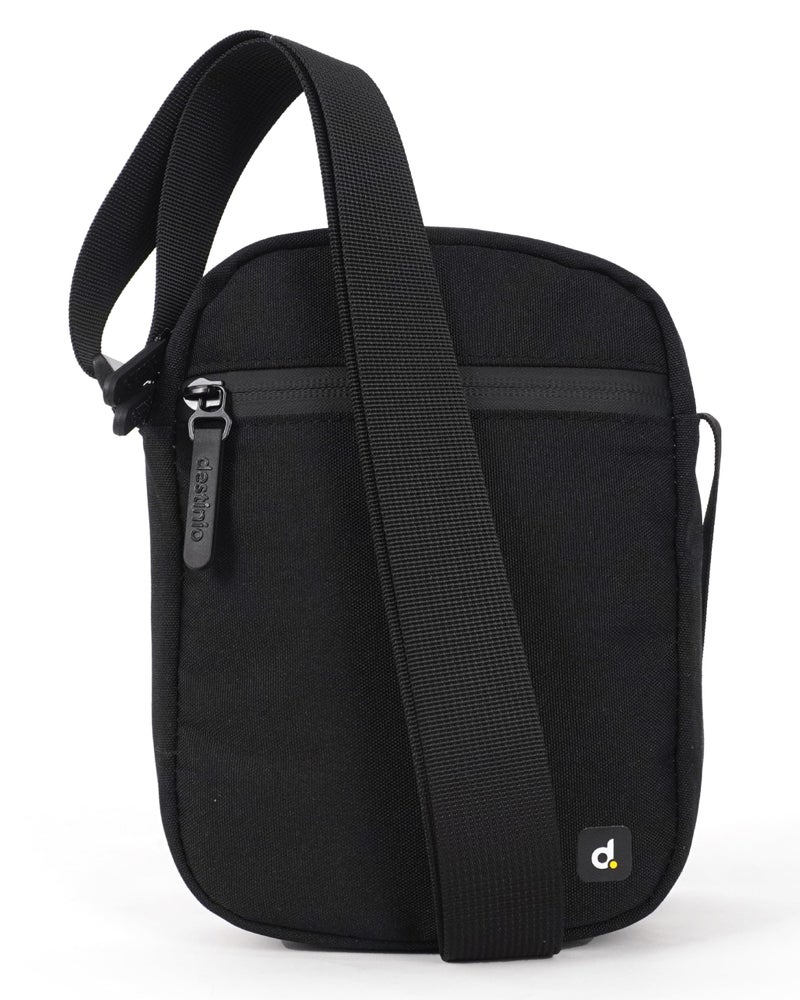 Destinio Small Crossbody Sling Bag for Men and Women - Waterproof Pocket and Zippers, Anti Theft Locking - Stylish Mini Side Bag for Man for Mobile, Passport (Black, Small) - Image 1