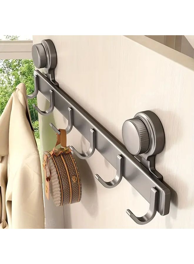 Gun Gray 3 Hooks No Punch Suction Cup Wall Hanging For Towels Bathrobes Clothes - Image 2