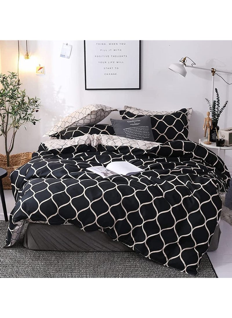 GOLDEN HOME طقم غطاء لحاف بنمط مخطط مكون من 6 قطع مقاس كينج/كوين/مفرد. تتضمن المجموعة 1 غطاء لحاف، 1 ملاءة سرير جاهزة، 4 أكياس وسائد  - Image 2