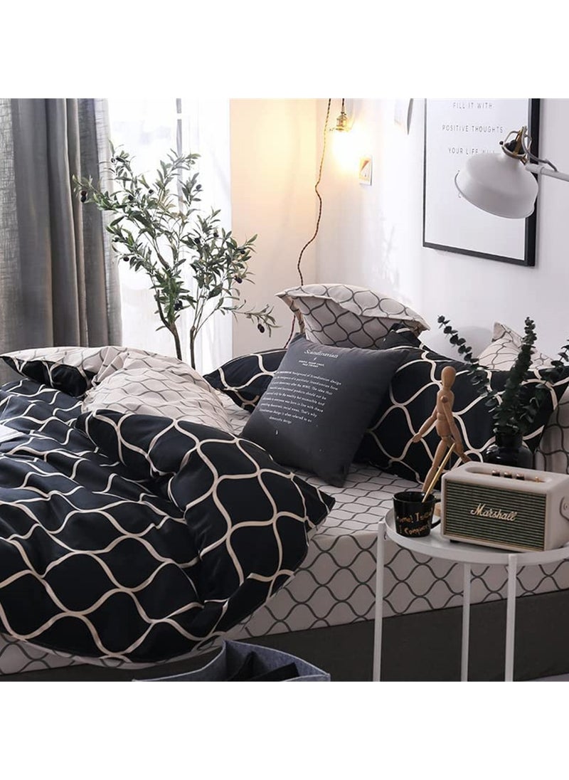 GOLDEN HOME طقم غطاء لحاف بنمط مخطط مكون من 6 قطع مقاس كينج/كوين/مفرد. تتضمن المجموعة 1 غطاء لحاف، 1 ملاءة سرير جاهزة، 4 أكياس وسائد  - Image 3