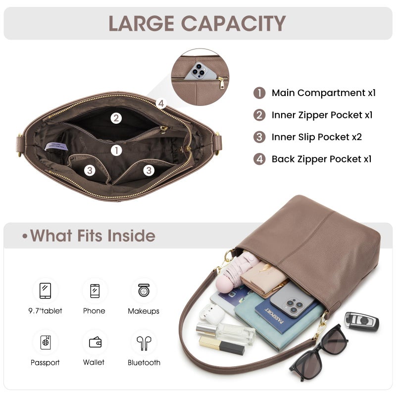 Kattee Leather Crossbody Bags for Women, Crossbody Purses for Women, Women's Handbags Hobo Bag with Adjustable Strapï¼ŒKhaki - Image 4