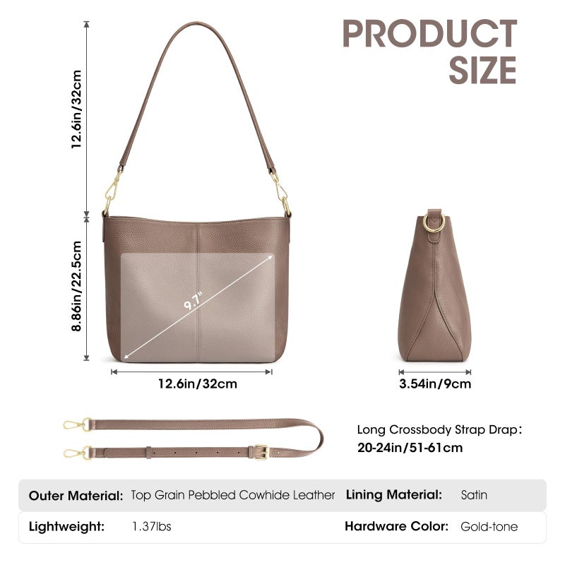 Kattee Leather Crossbody Bags for Women, Crossbody Purses for Women, Women's Handbags Hobo Bag with Adjustable Strapï¼ŒKhaki - Image 3