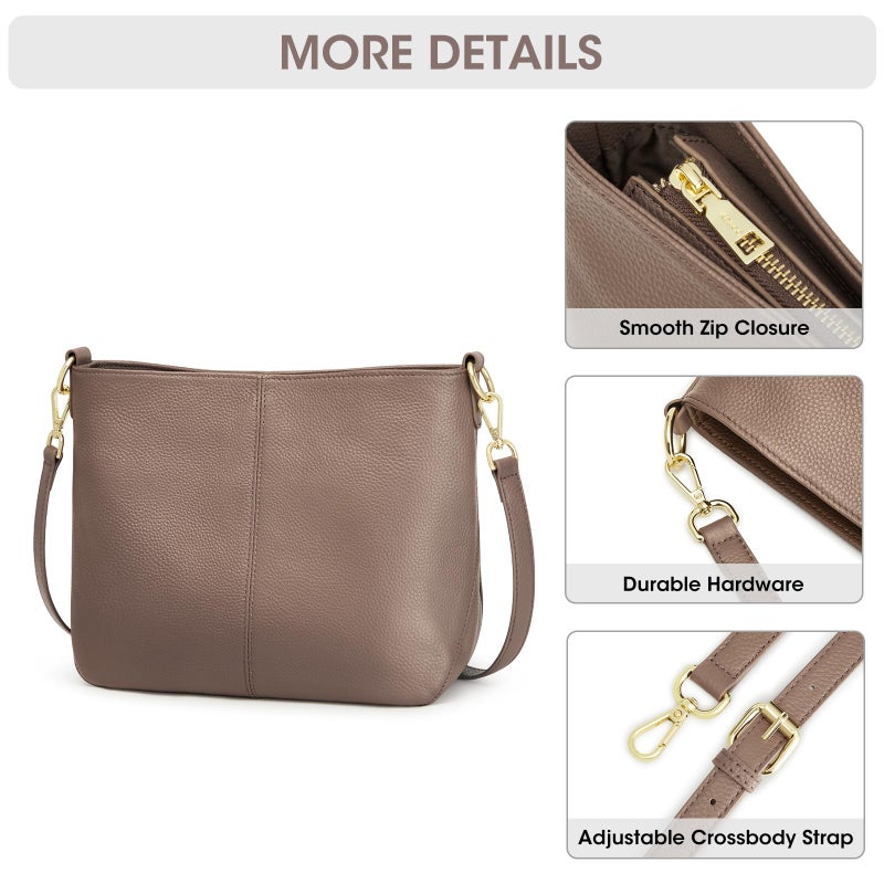 Kattee Leather Crossbody Bags for Women, Crossbody Purses for Women, Women's Handbags Hobo Bag with Adjustable Strapï¼ŒKhaki - Image 5