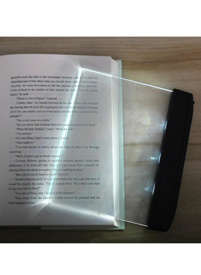 PTTIMFFM LED Book Reading Light, Flat Booklights for Reading in Bed at Night Acrylic Bookmark Light Flat Plate - Image 1
